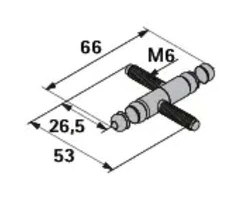 Teknisk ritning av ett anslutningsstycke med måttangivelser