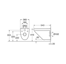 Teknisk ritning av en toalett med mått