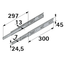 Ritning av en lådskena med måttangivelser