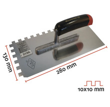 Gipshacka med tandat blad, 280 x 130 millimeter, tandning 10 x 10 millimeter