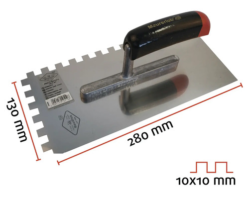 Gipshacka med tandat blad, 280 x 130 millimeter, tandning 10 x 10 millimeter