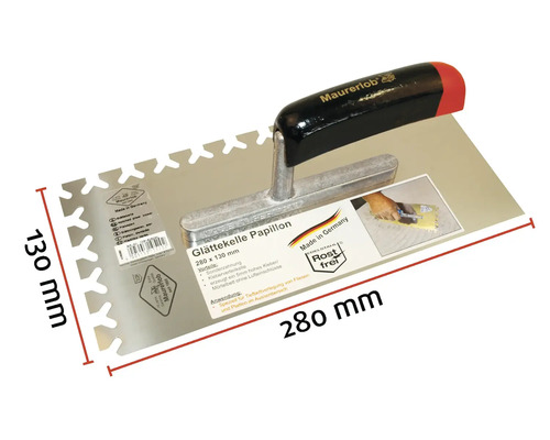 Glättare Papillon med tandning, mått 280 x 130 millimeter