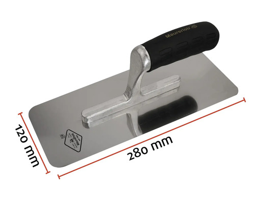 Murarets glättare med måtten 280 mm x 120 mm.