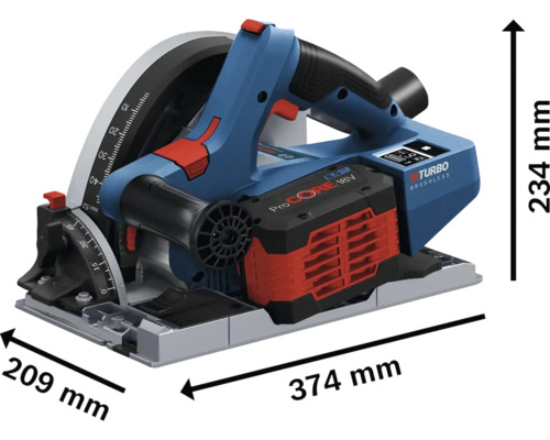Batteridriven cirkelsåg med måttangivelser