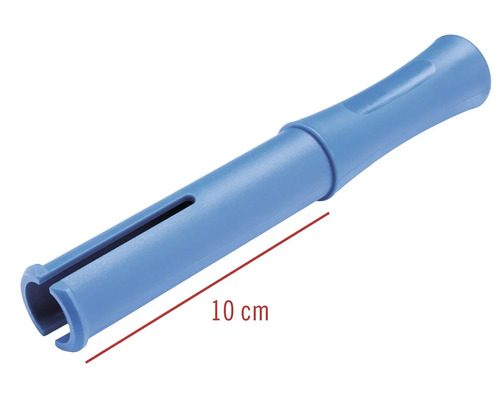 Blå, cirka 10 centimeter lång, avisolerare av plast