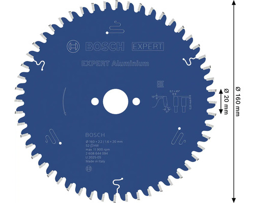 Bosch Expert Aluminium cirkelsågblad, 160 millimeter diameter