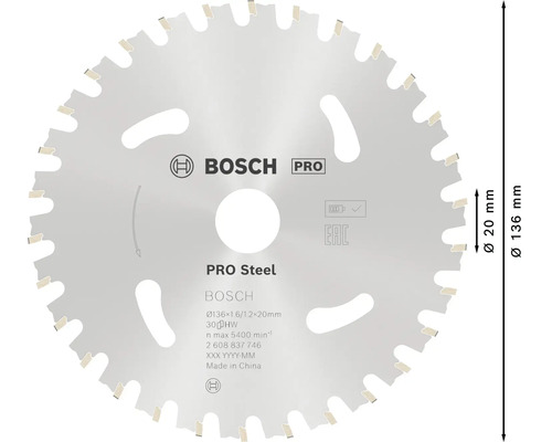 Bosch Pro stål cirkelsågblad, diameter 136 millimeter