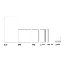 Olika kakelstorlekar: 60 x 120, 60 x 60, 30 x 60, 30 x 60 trappsteg, 7,2 x 60 sockel, 5 x 5 mosaik