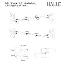 Halle Primolux / Halle Primolux Isoler 3-delad öppningsbar sektion, teknisk ritning