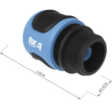 For_q logotyp, kranstycke med en diameter på 3,5 cm och en längd på 5,8 cm