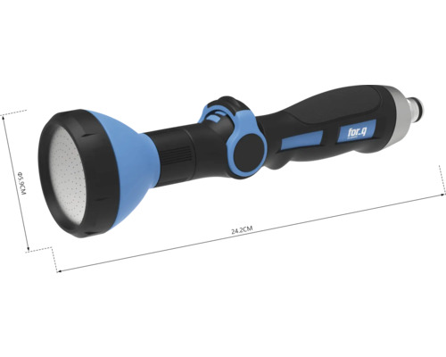 Trädgårdsspruta med en längd på 24,2 cm och en diameter på 5,9 cm