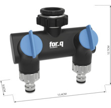 for_q vattenfördelare med måtten 13,4 x 8,6 x 12,7 cm