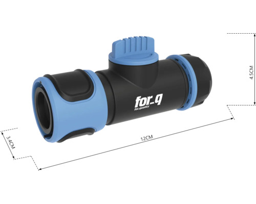 Trädgårdsslangens avstängningsventil med en längd på 12 centimeter