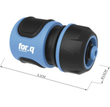 Trädgårdsslangkoppling med måtten 6,3 cm lång och 3,6 cm i diameter