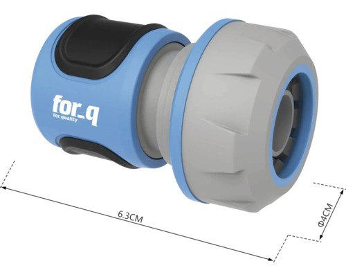 Trädgårdsslangkontakt med måtten 6,3 cm längd och 4 cm diameter