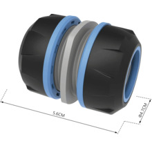 Rörkoppling med måtten 5,6 cm lång och 4,7 cm i diameter