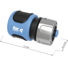 Trädgårdsslangskoppling som mäter 6,3 cm gånger 3,5 cm