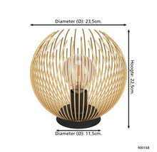 Bordslampa med en diameter på 23,5 cm, en höjd på 22,5 cm och en lampfotsdiameter på 11,5 cm