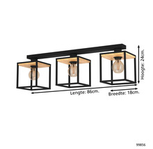 Taklampa med tre ljuskällor i kubform