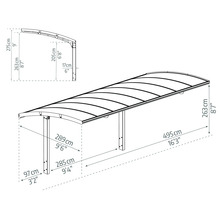 Teknisk ritning av en carport med mått