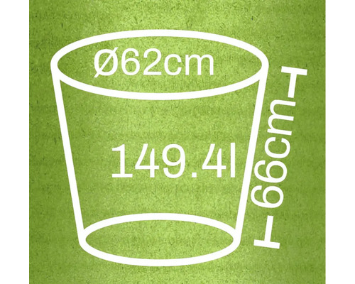 Teknisk ritning av en blomkruka med måttangivelser