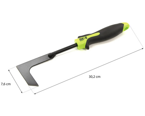 Ogräsjärn med en längd på 30,2 cm och en bredd på 7,6 cm.