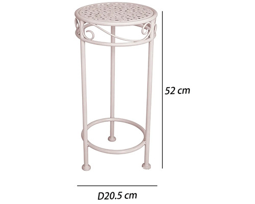 Rund blompall i metall med ornament, höjd 52 centimeter, diameter 20,5 centimeter.
