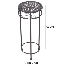 Rund blompall av metall med ornament, höjd 52 centimeter, diameter 20,5 centimeter