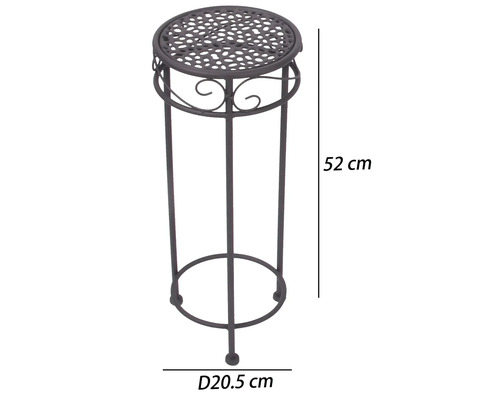 Rund blompall av metall med ornament, höjd 52 centimeter, diameter 20,5 centimeter