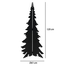 Julgranssiluett i metall med måtten 120 centimeter i höjd och 61 centimeter i diameter.