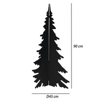 Svart julgran i metall, höjd 90 centimeter, diameter 45 centimeter.