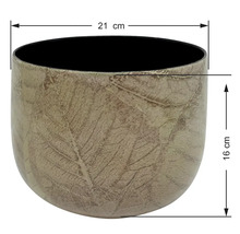 Blomkruka med bladmönster, diameter 21 centimeter, höjd 16 centimeter.