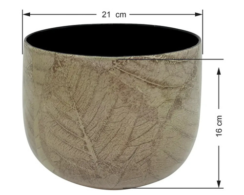 Blomkruka med bladmönster, diameter 21 centimeter, höjd 16 centimeter.