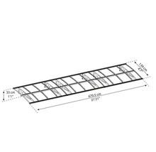 Teknisk ritning av en skärmtaksram med måtten längd 670,5 centimeter, djup 139 centimeter och höjd 33 centimeter.