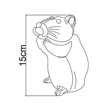 Konturteckning av en hamster med en höjdangivelse på 15 centimeter.