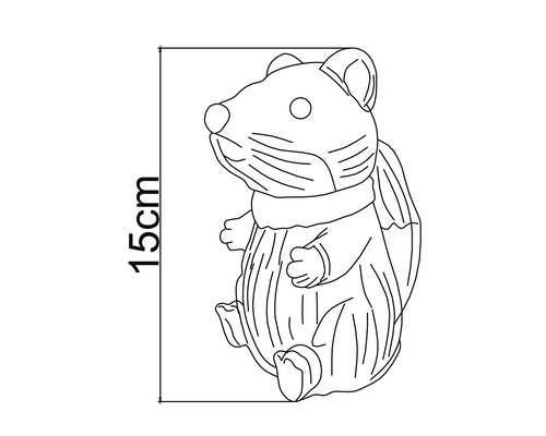 Dekorationsfigur hamster med en höjd på 15 centimeter.