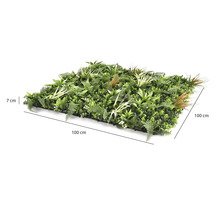 Konstgjord växtpanel med ormbunkar och gräs, mått 100 gånger 100 centimeter, höjd 7 centimeter.