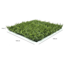 Konstgjord häckmatta 100 x 100 centimeter med 8 centimeter höjd, kvadratisk konstväxtvägg på plastgaller.
