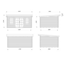 Friggebod PALMAKO Lisa 14,2m² inkl. golv 450x330cm natur