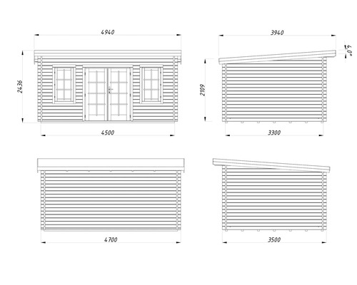 Friggebod PALMAKO Lisa 14,2m² inkl. golv 450x330cm natur