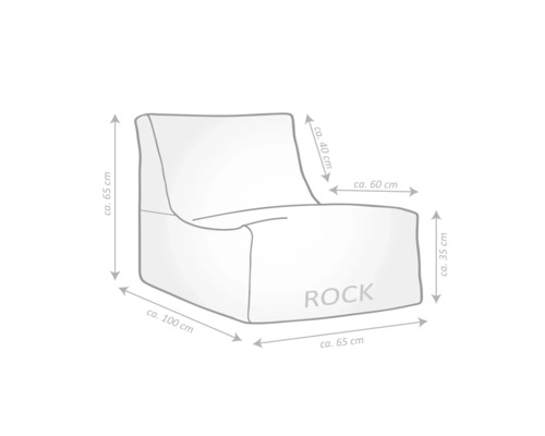 Sittsäck SITTING POINT Beanbag Rock Korfu 65x65cm grå