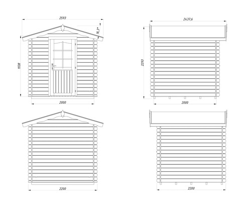 Friggebod PALMAKO Vivian inkl. golv 3,8m² 200x200cm doppgrundad grå