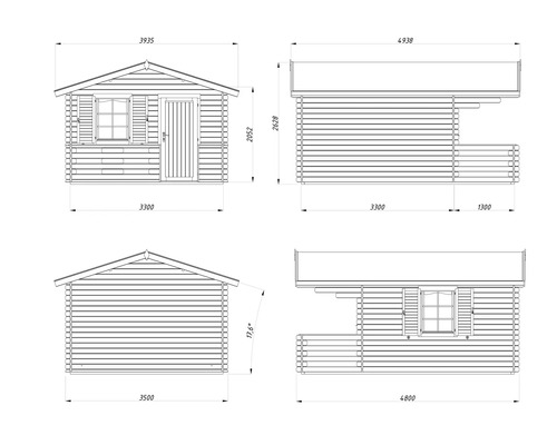Attefallshus PALMAKO Emma 10,4+4,2 m² inkl. golv 330x460cm natur