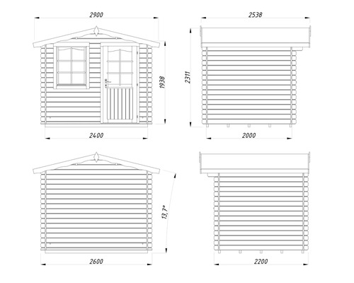 Friggebod PALMAKO Emma 4,6m² inkl. golv 240x200cm natur