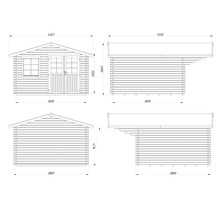 Attefallshus PALMAKO Sally inkl. golv, fönster, entrétak 23m² (12,3m²) 360x360cm impregnerad brun