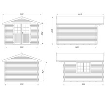 Friggebod PALMAKO Sally inkl. golv, fönster, entrétak 16m² (10,2m²) 300x360cm doppimpregnerad grå