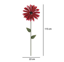Dekorationsstav LAFIORA blomma metall 115cm röd