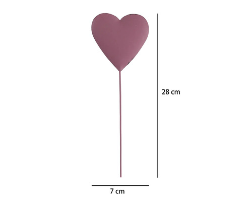 Trädgårdsdekoration LAFIORA hjärta 28cm metall rosa