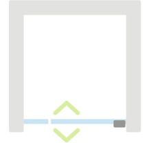 Symbol för en automatisk dörrtätning eller tröskeltätning.