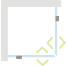 Duschhörn JUNGBORN sette 100x100 silver klarglas svängdörrar med fast del smutsavvisande med dörrknopp